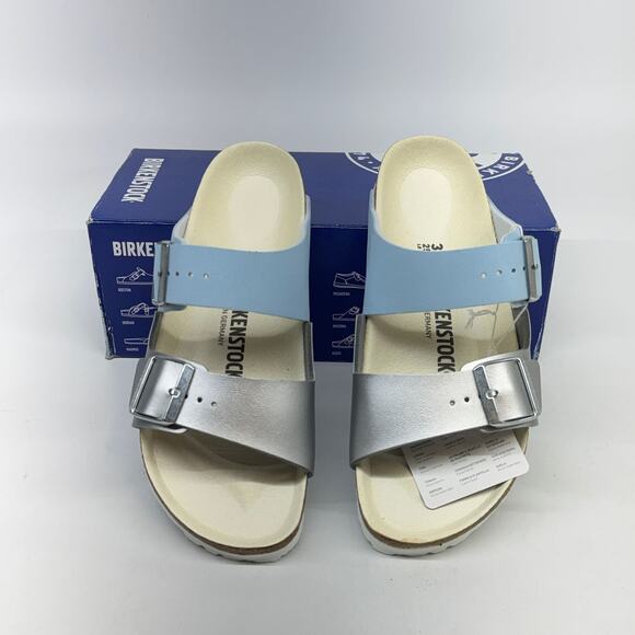 Birkenstock Arizona Split Sandals Light Blue Silver Size 8 (EU 39) Women’s New - Picture 2 of 5